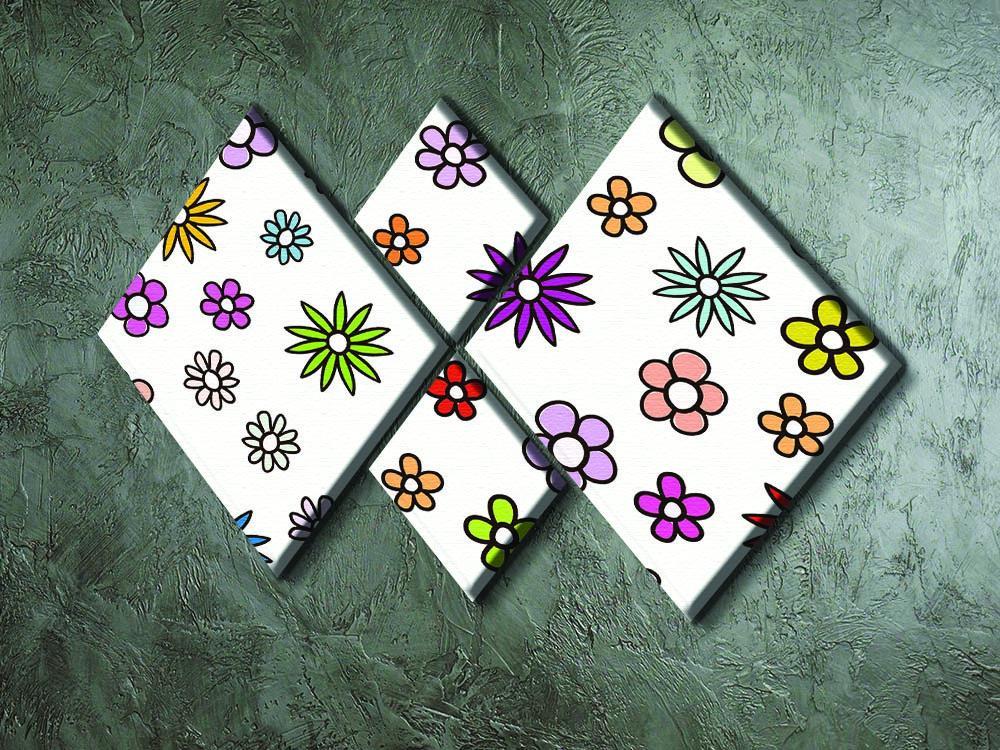 Floral Repeat 4 Square Multi Panel Canvas - Canvas Art Rocks - 2