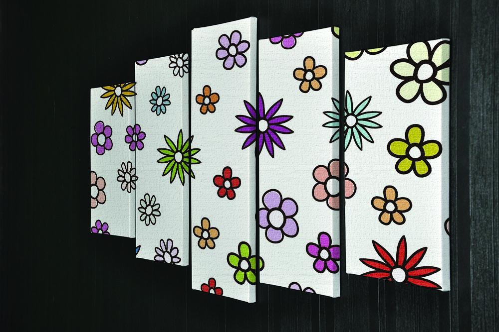 Floral Repeat 5 Split Panel Canvas - Canvas Art Rocks - 2
