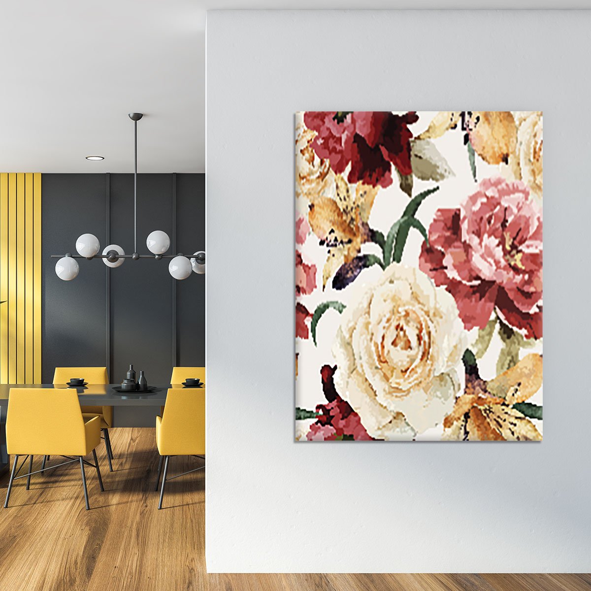 Floral pattern with roses Canvas Print or Poster