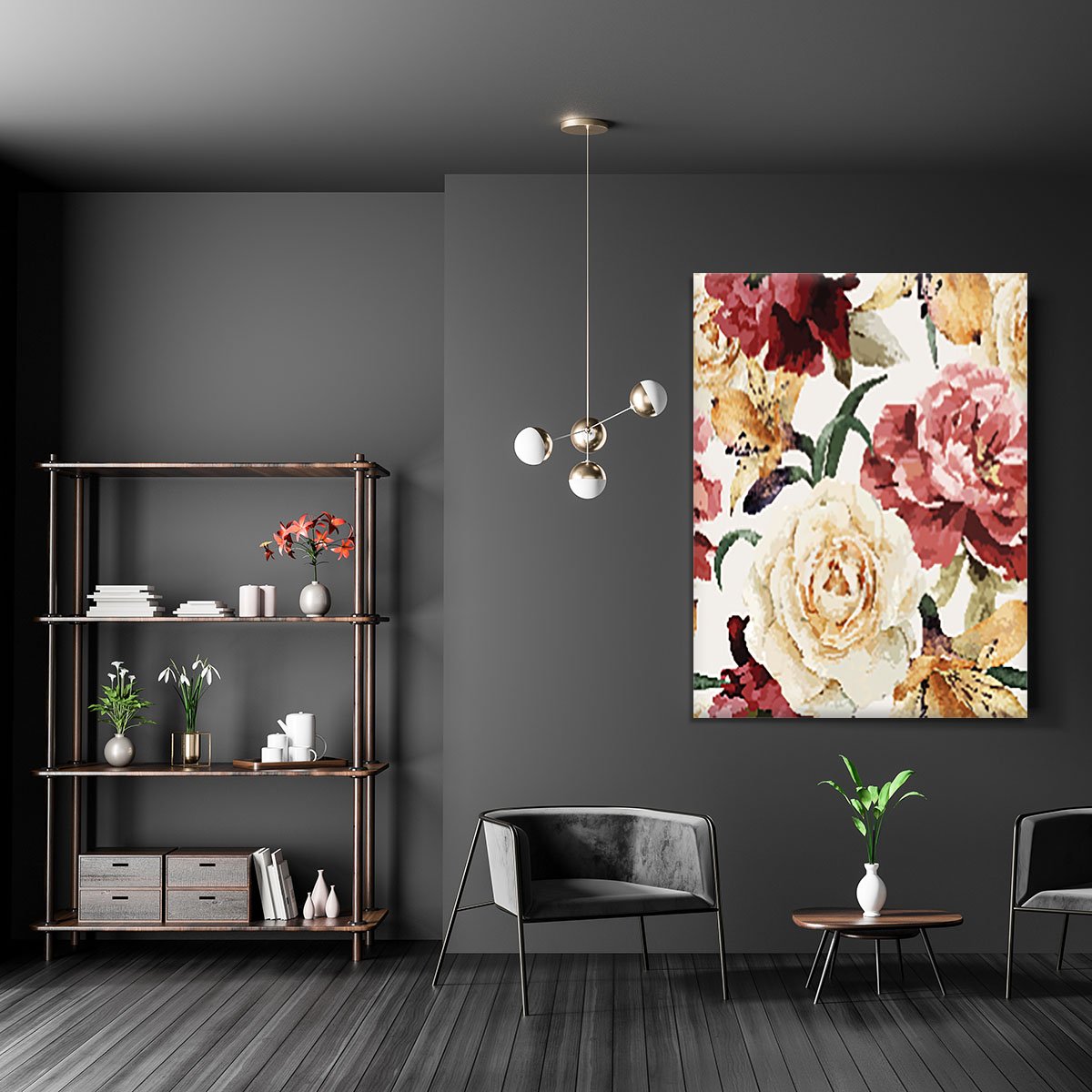 Floral pattern with roses Canvas Print or Poster