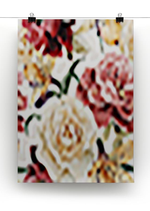 Floral pattern with roses Canvas Print or Poster - Canvas Art Rocks - 2