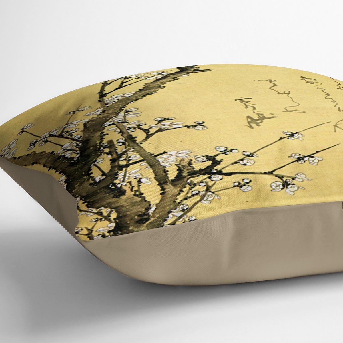 Flowering plum by Hokusai Throw Pillow