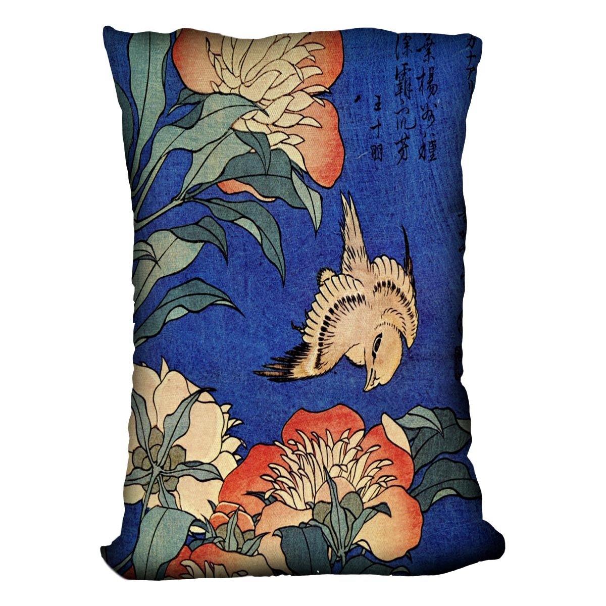 Flowers by Hokusai Throw Pillow