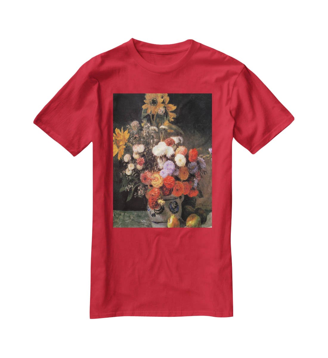 Flowers in a vase by Renoir T-Shirt - Canvas Art Rocks - 4