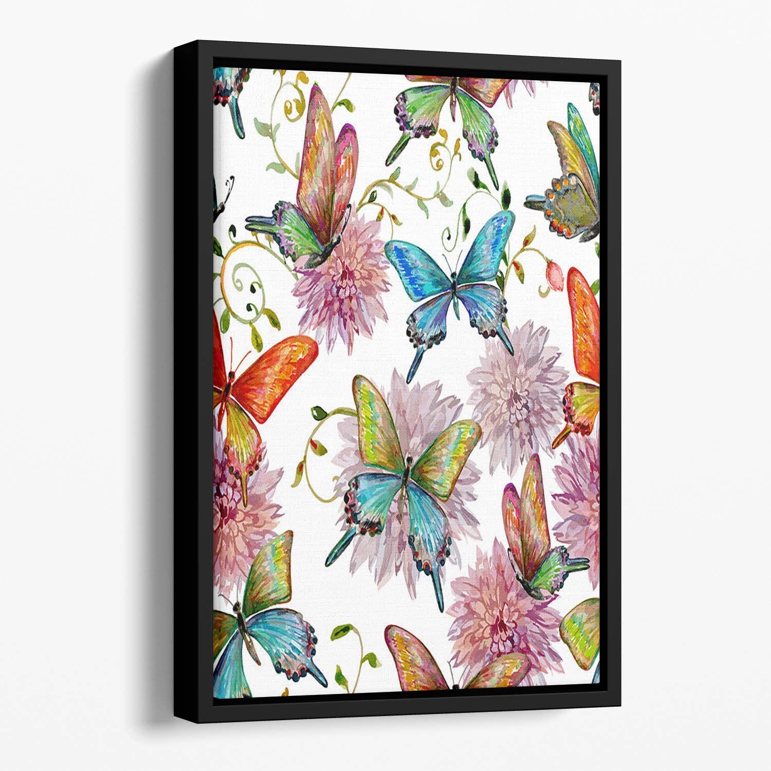 Flying butterflies Floating Framed Canvas