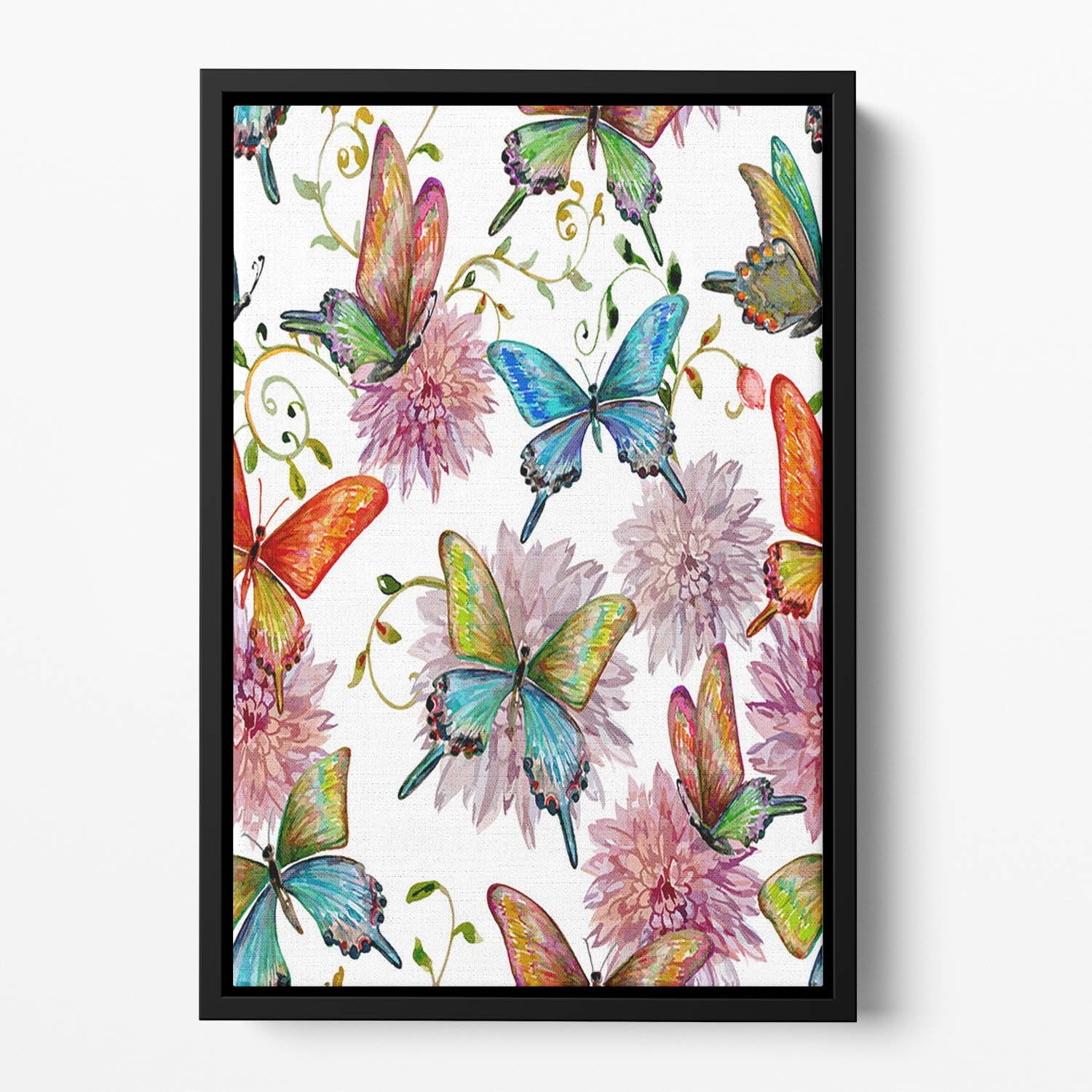 Flying butterflies Floating Framed Canvas