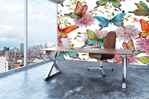 Flying butterflies Wall Mural Wallpaper - Canvas Art Rocks - 3