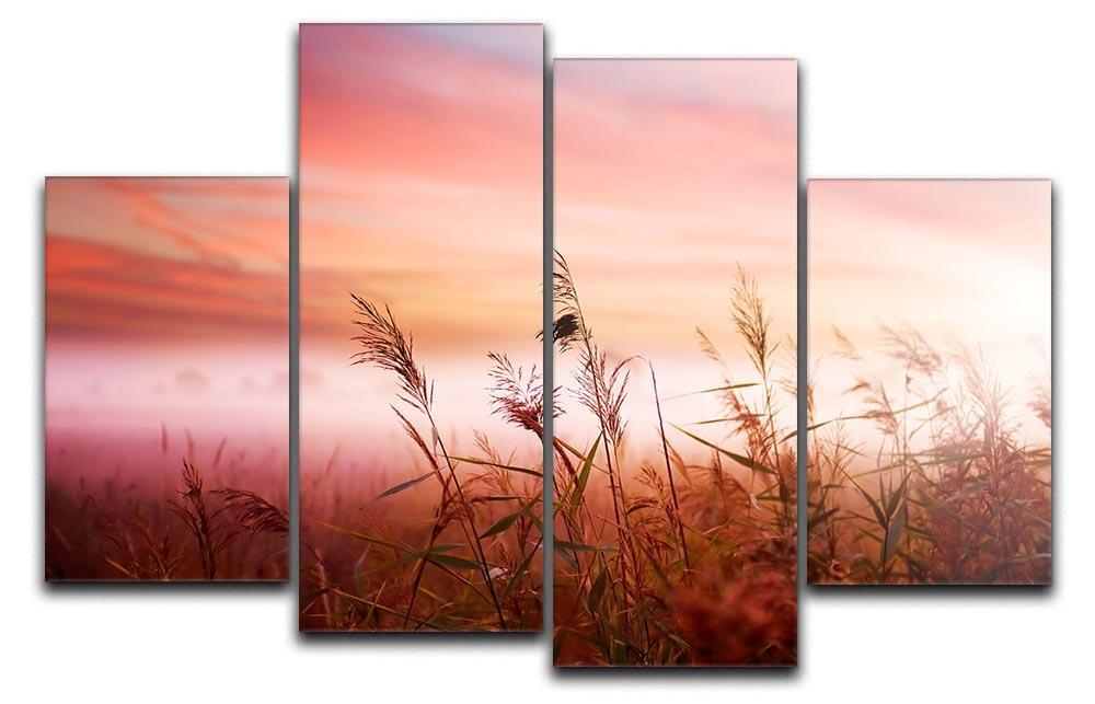 Foggy Landscape Early Morning Mist 4 Split Panel Canvas  - Canvas Art Rocks - 1