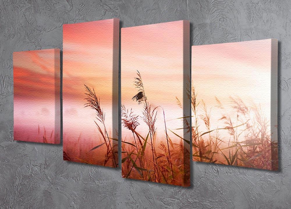 Foggy Landscape Early Morning Mist 4 Split Panel Canvas  - Canvas Art Rocks - 2