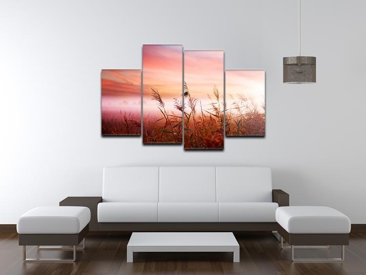Foggy Landscape Early Morning Mist 4 Split Panel Canvas  - Canvas Art Rocks - 3