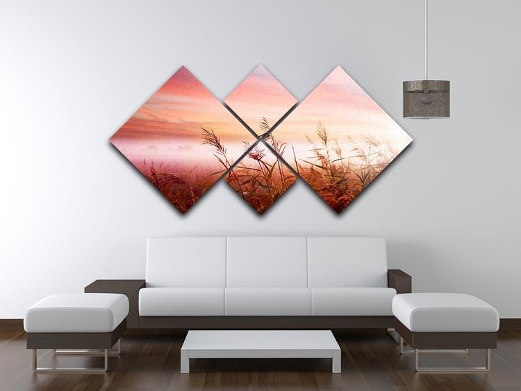 Foggy Landscape Early Morning Mist 4 Square Multi Panel Canvas  - Canvas Art Rocks - 3