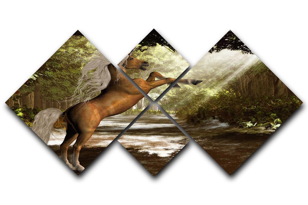 Forest Unicorn 4 Square Multi Panel Canvas  - Canvas Art Rocks - 1