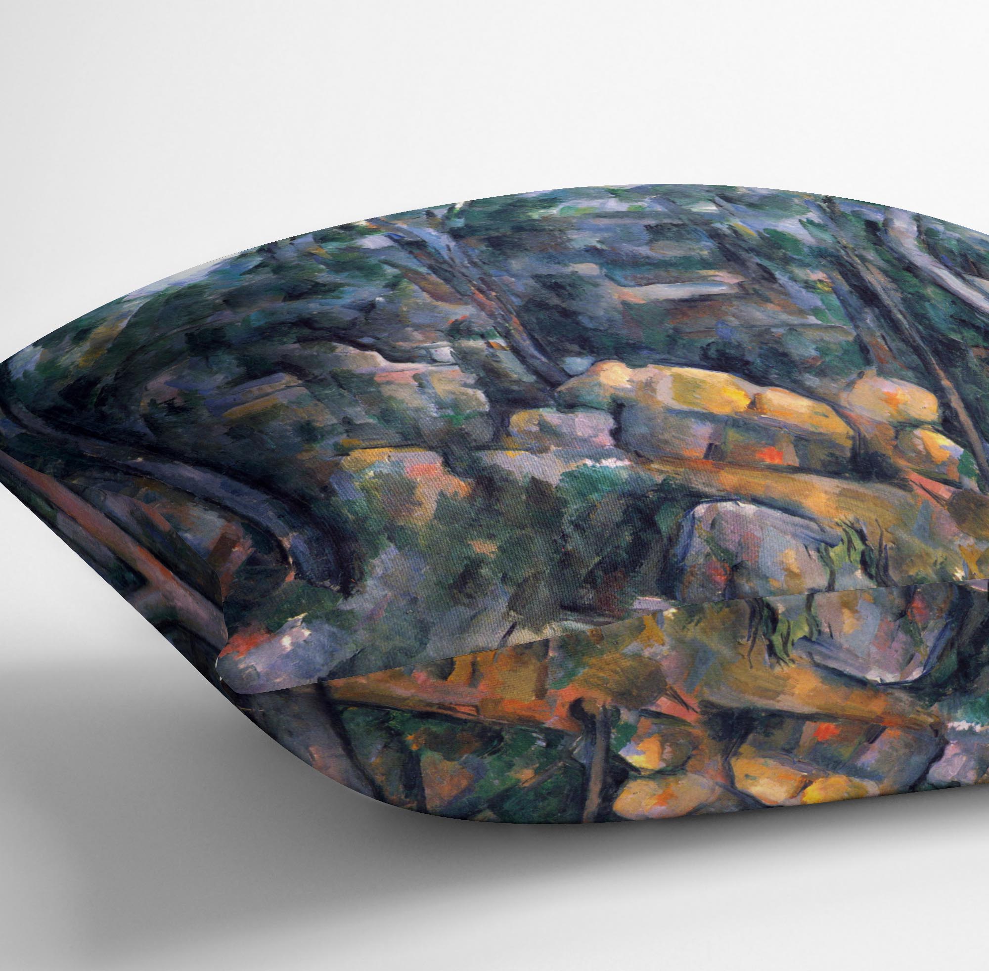Forest caves in the cliffs above the ChEteau Noir by Cezanne Cushion - Canvas Art Rocks - 3