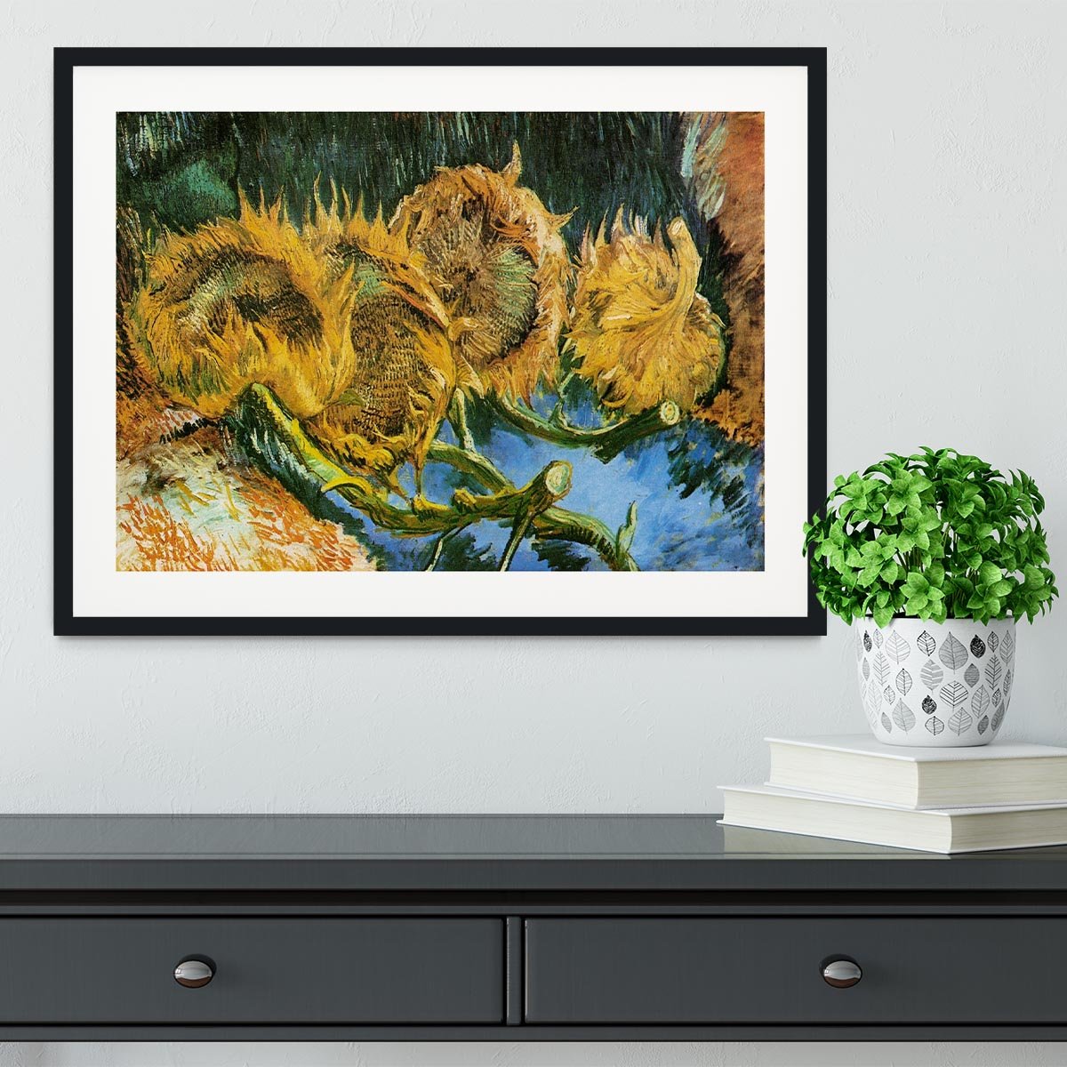 Four Cut Sunflowers by Van Gogh Framed Print - Canvas Art Rocks - 1