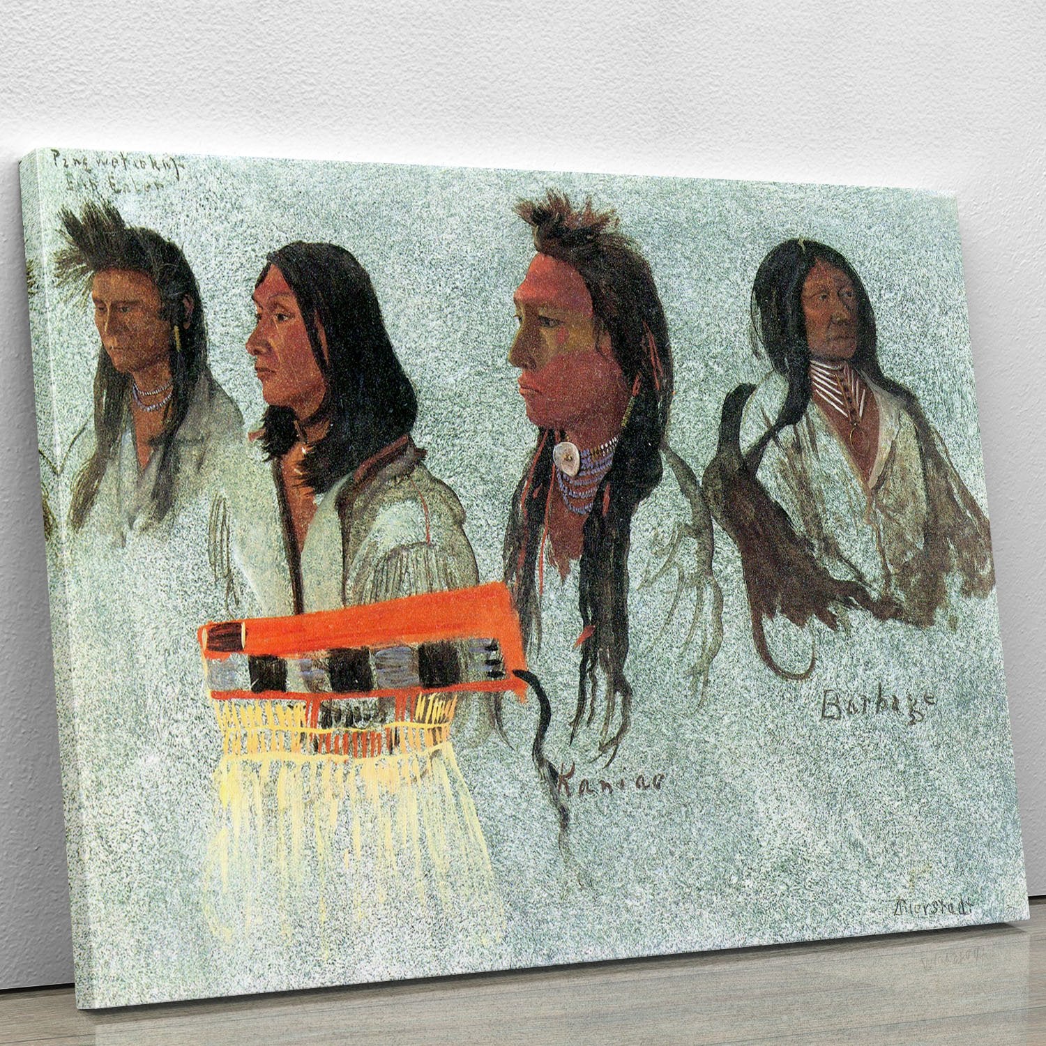 Four Indians by Bierstadt Canvas Print or Poster
