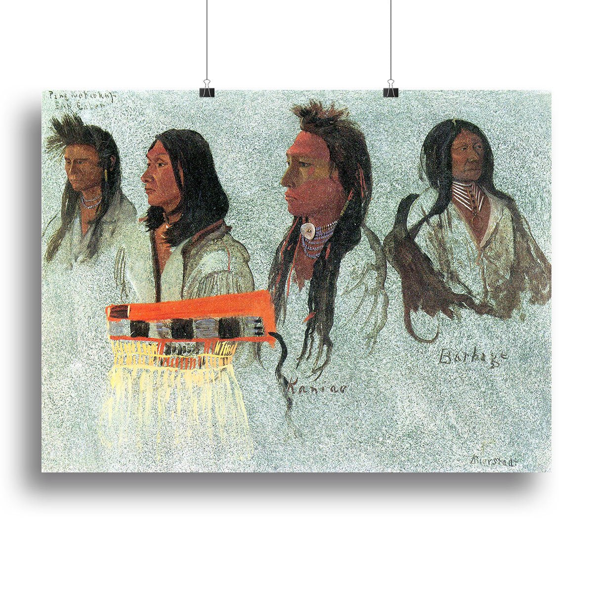 Four Indians by Bierstadt Canvas Print or Poster