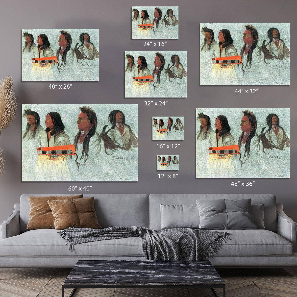 Four Indians by Bierstadt Canvas Print or Poster