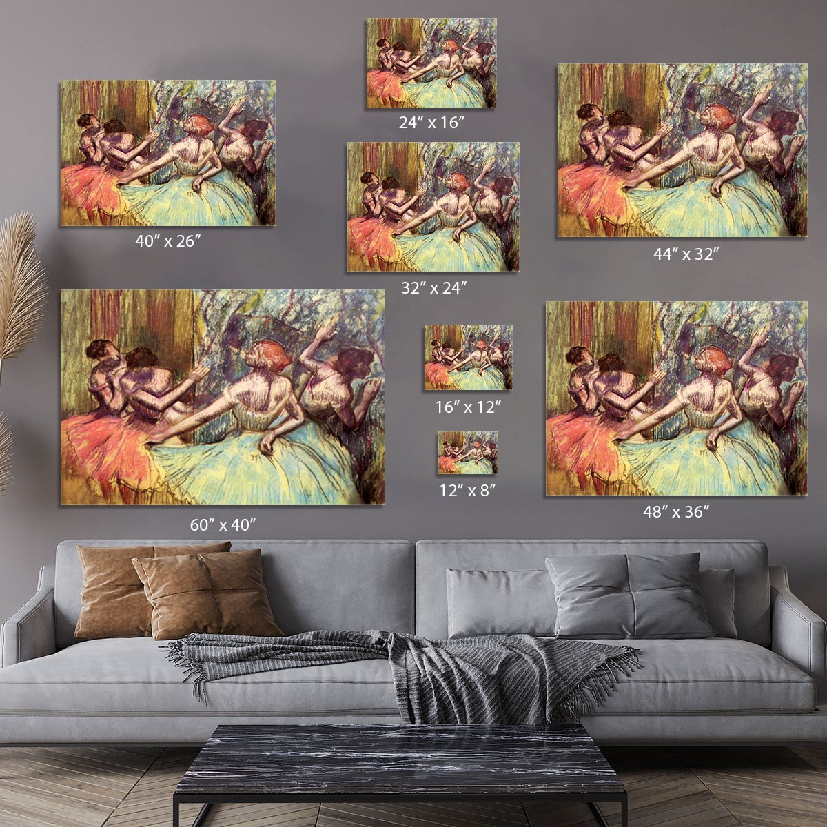 Four dancers behind the scenes 2 by Degas Canvas Print or Poster