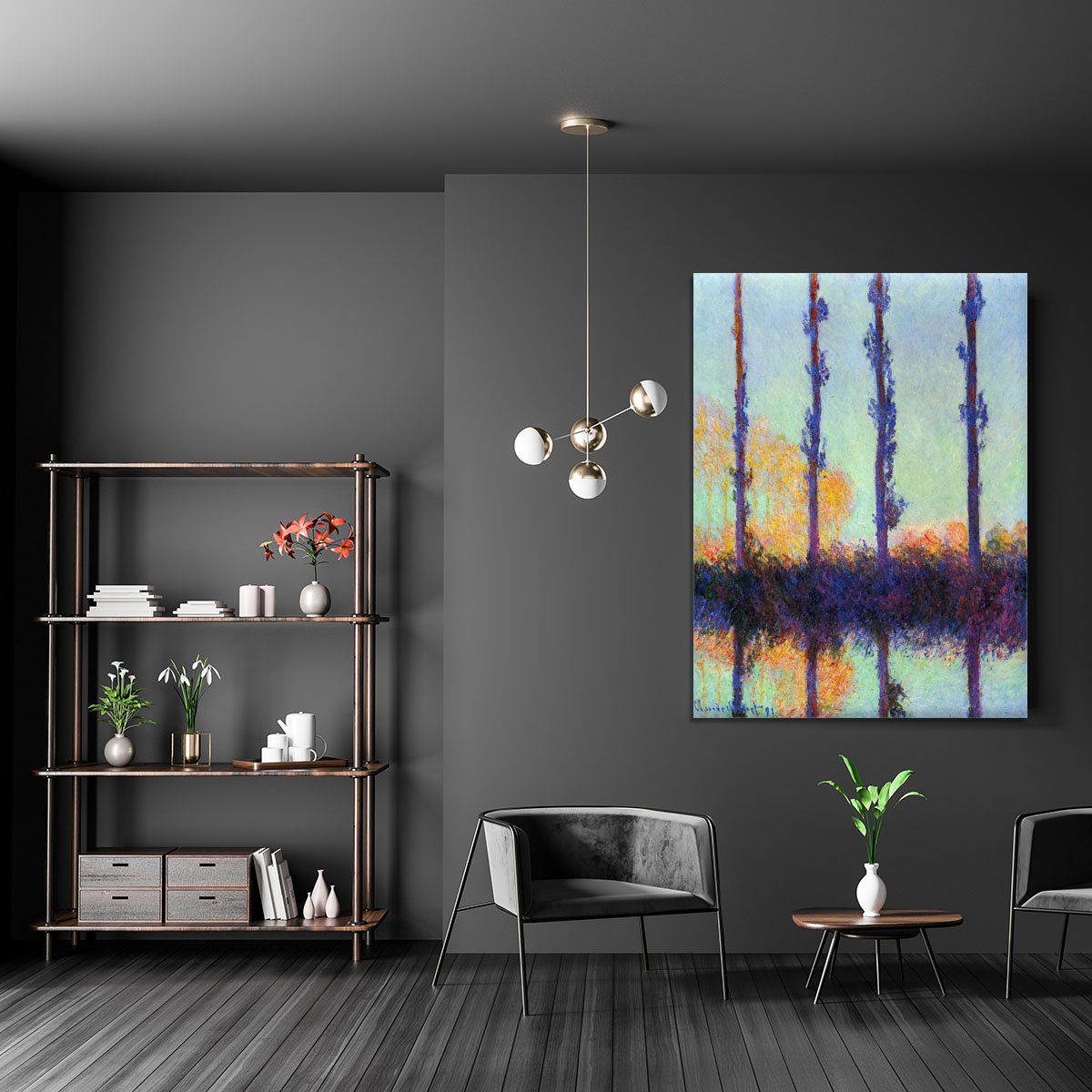 Four poplars by Monet Canvas Print or Poster