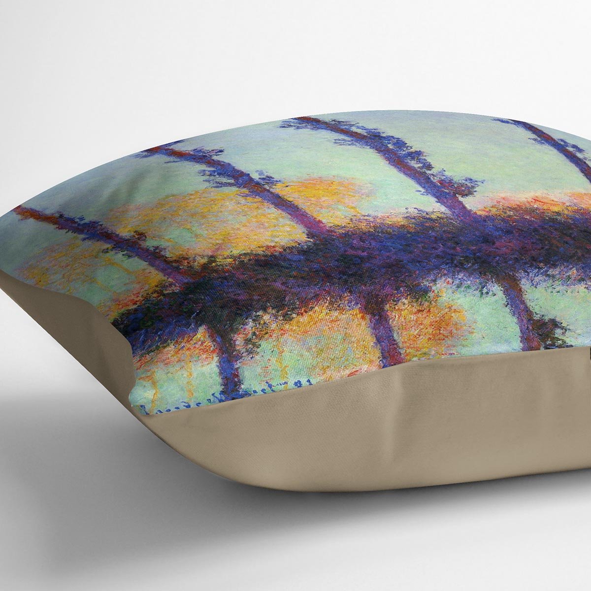 Four poplars by Monet Throw Pillow