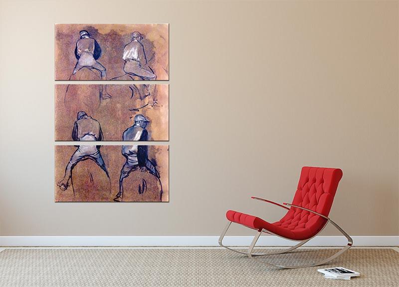 Four studies of Jockeys by Degas 3 Split Panel Canvas Print - Canvas Art Rocks - 2