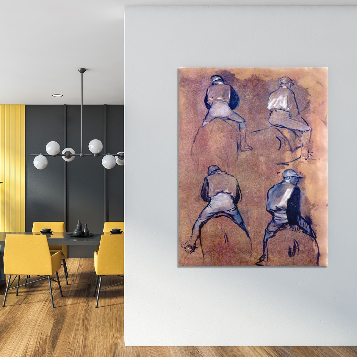 Four studies of Jockeys by Degas Canvas Print or Poster