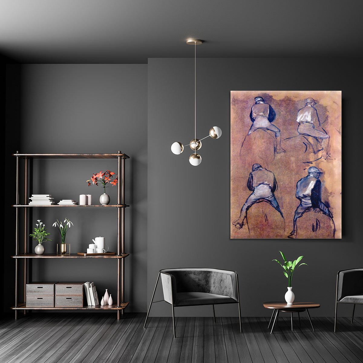 Four studies of Jockeys by Degas Canvas Print or Poster