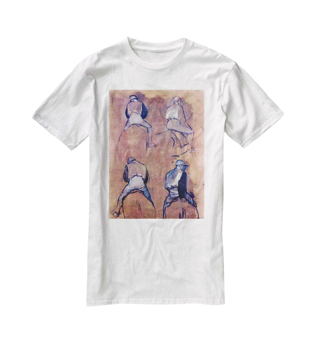 Four studies of Jockeys by Degas T-Shirt - Canvas Art Rocks - 5