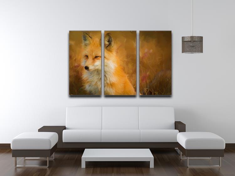 Fox Painting 3 Split Panel Canvas Print - Canvas Art Rocks - 3
