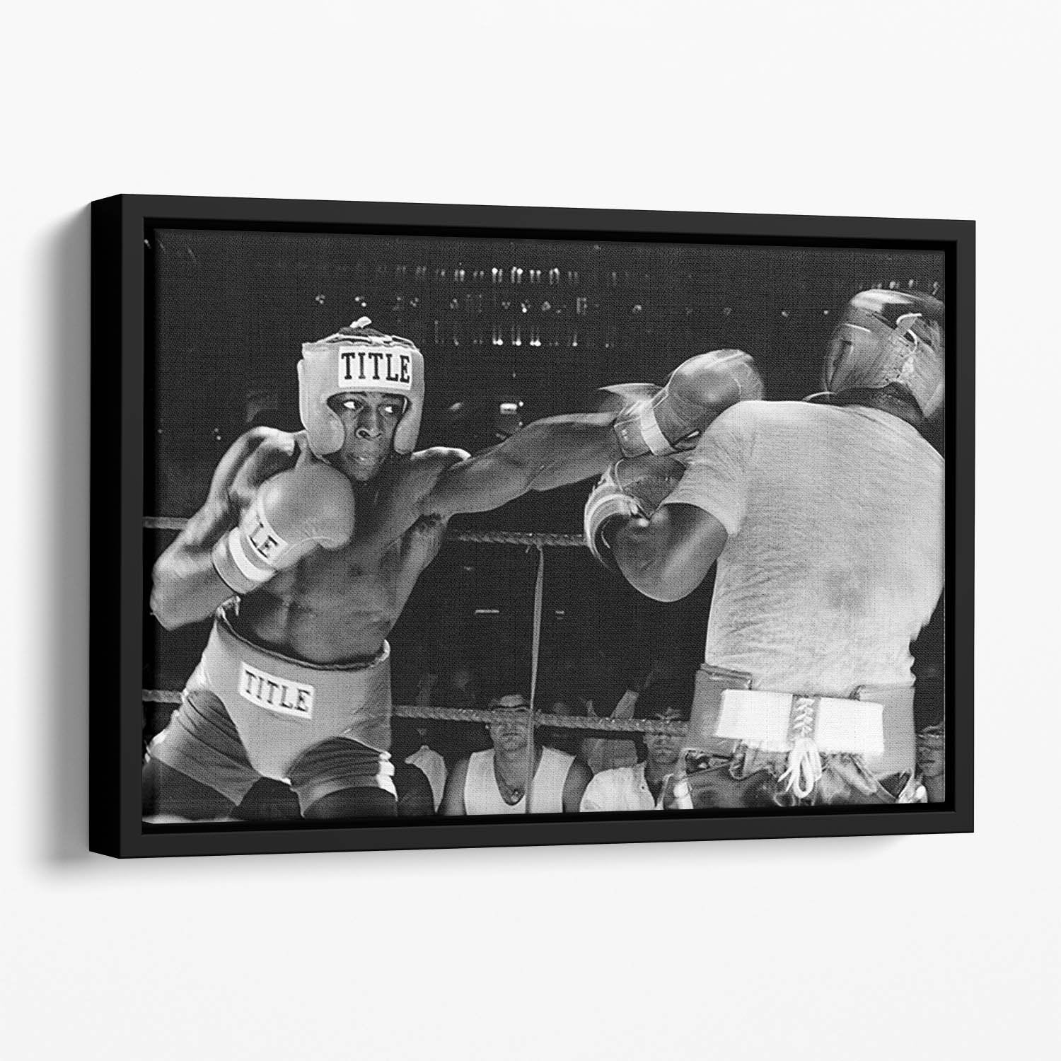 Frank Bruno sparring Floating Framed Canvas
