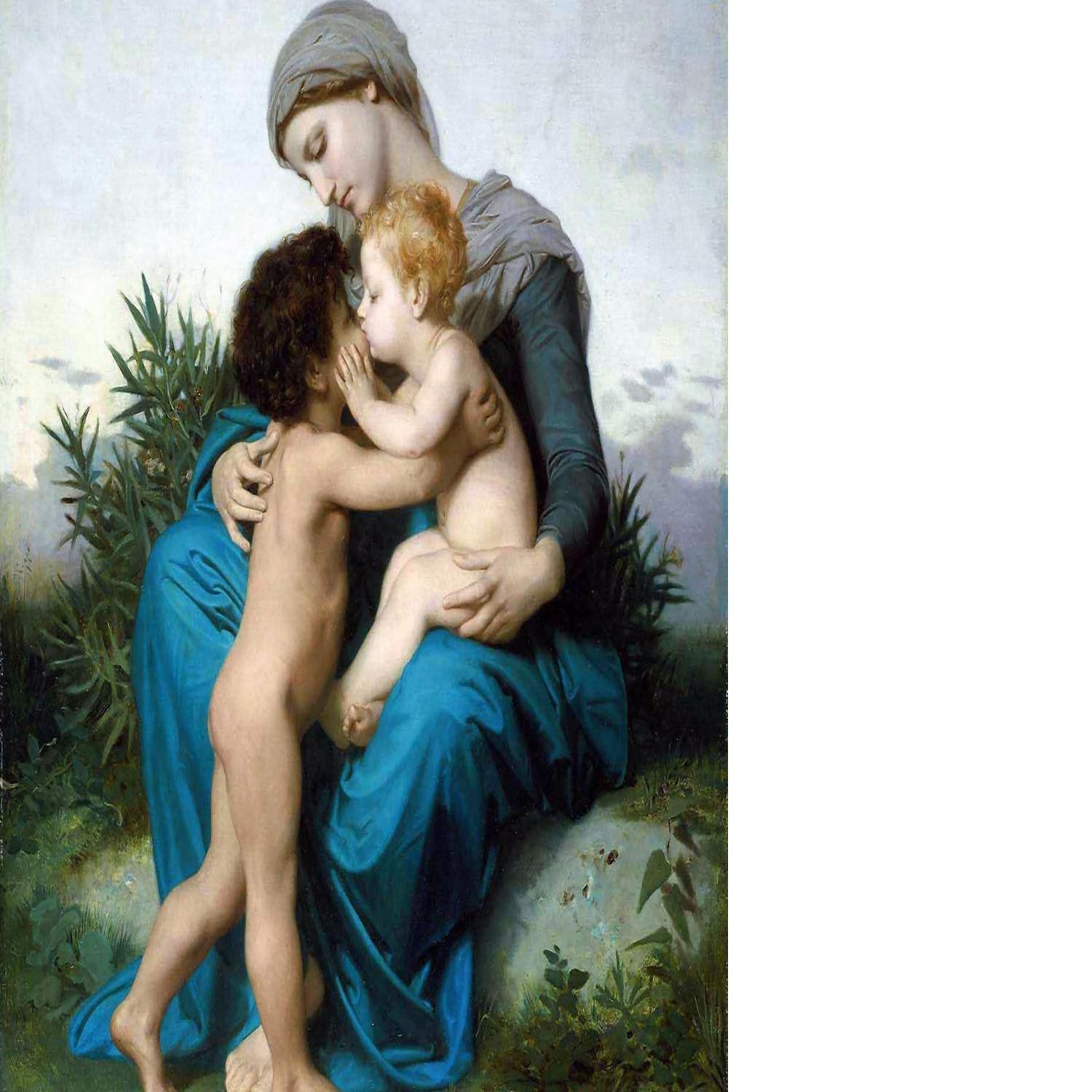 Fraternal Love By Bouguereau Floating Framed Canvas