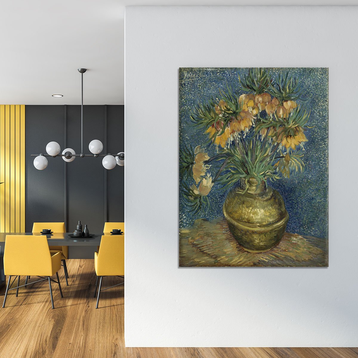 Fritillaries in a Copper Vase Canvas Print or Poster