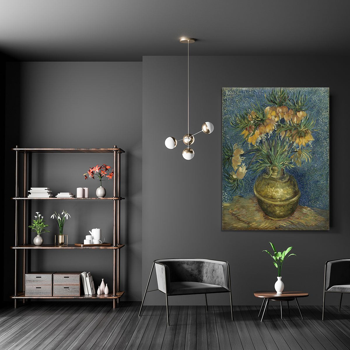 Fritillaries in a Copper Vase Canvas Print or Poster
