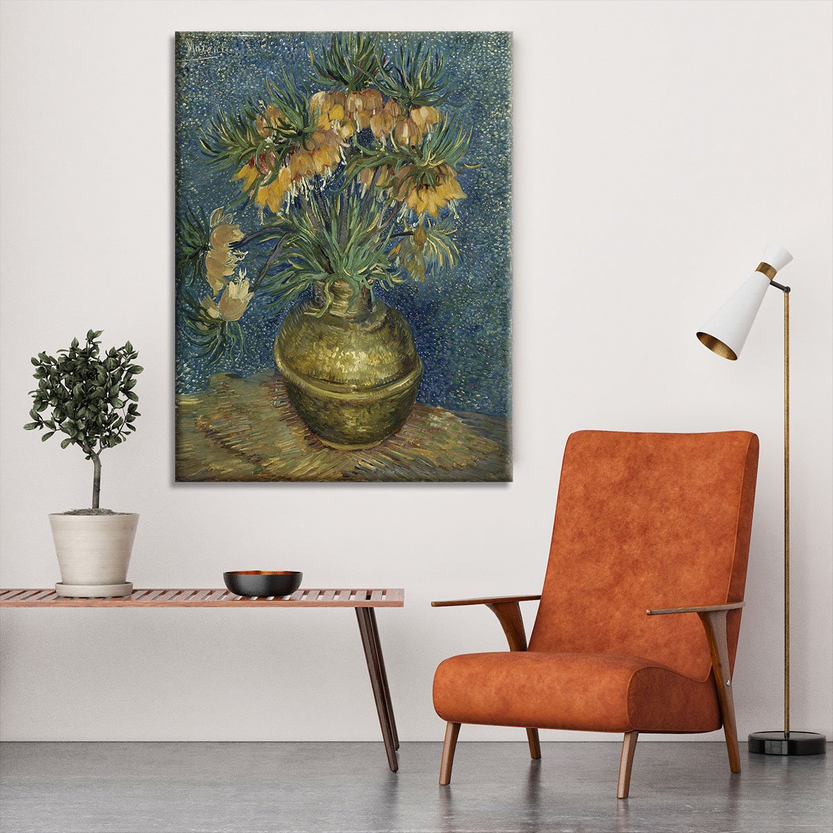 Fritillaries in a Copper Vase Canvas Print or Poster