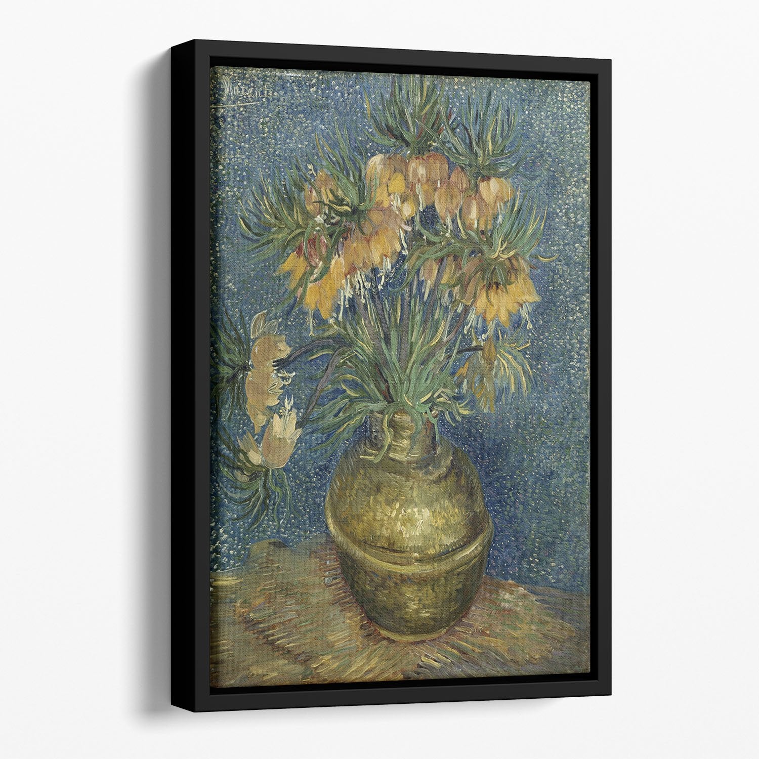 Fritillaries in a Copper Vase Floating Framed Canvas