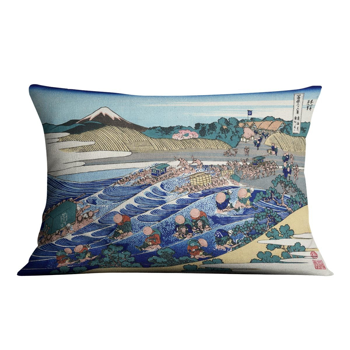 Fuji from Kanaya on Tokaido by Hokusai Throw Pillow