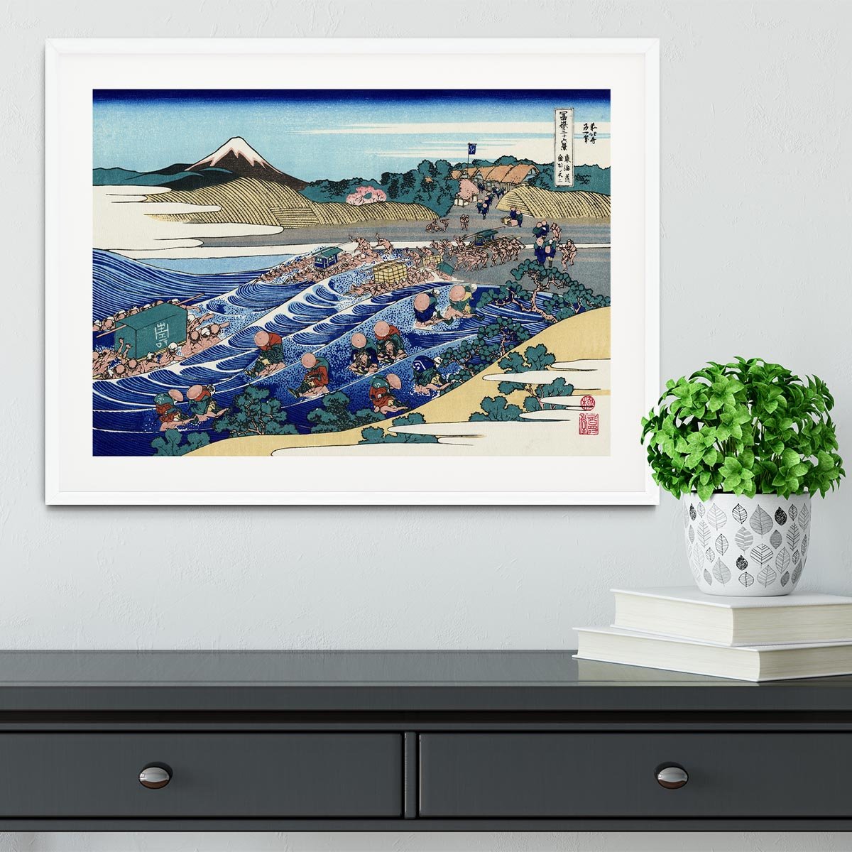 Fuji from Kanaya on Tokaido by Hokusai Framed Print - Canvas Art Rocks - 5