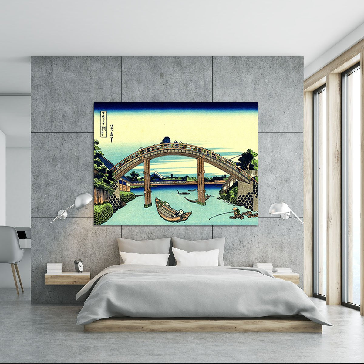 Fuji seen through the Mannen bridge by Hokusai Canvas Print or Poster