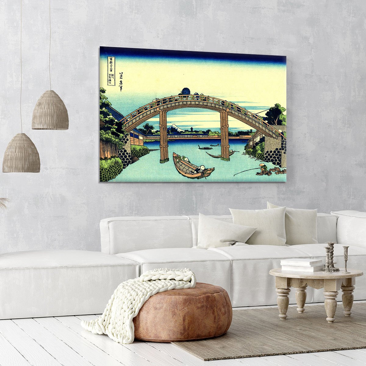 Fuji seen through the Mannen bridge by Hokusai Canvas Print or Poster