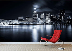 Full moon over London skyscrapers Wall Mural Wallpaper - Canvas Art Rocks - 2