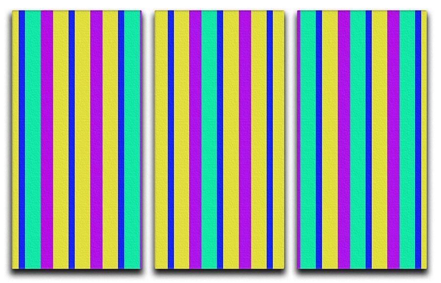 Funky Stripes Multi 1 3 Split Panel Canvas Print - Canvas Art Rocks - 1