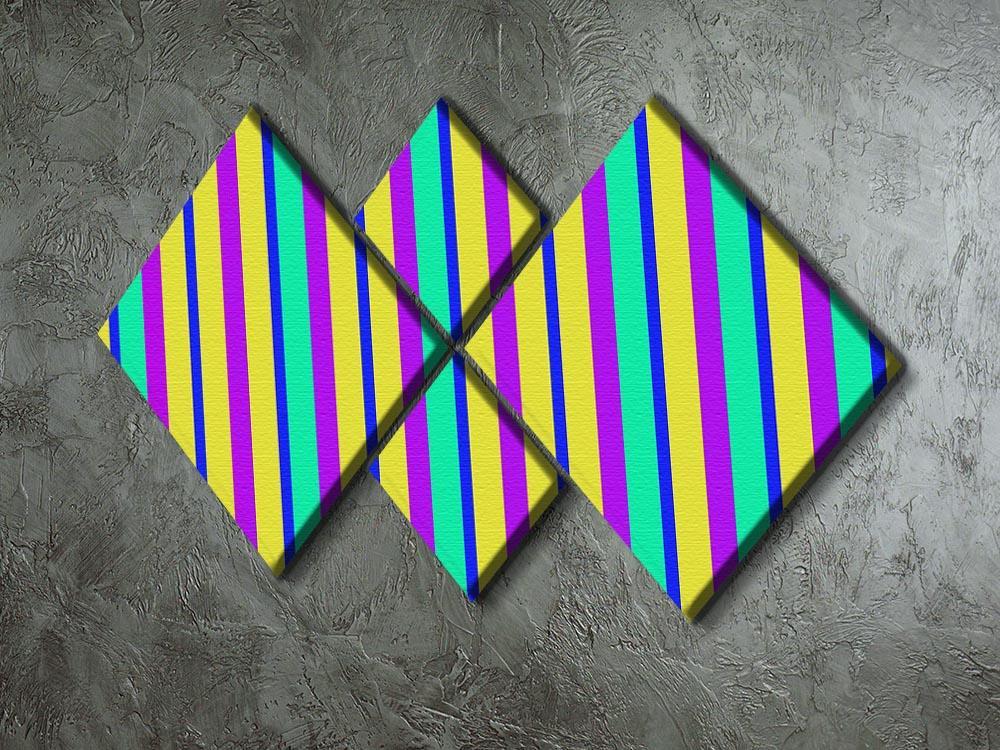 Funky Stripes Multi 1 4 Square Multi Panel Canvas - Canvas Art Rocks - 2