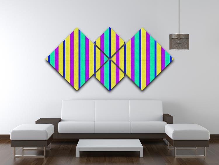 Funky Stripes Multi 1 4 Square Multi Panel Canvas - Canvas Art Rocks - 3