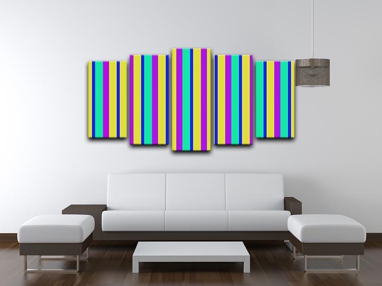 Funky Stripes Multi 1 5 Split Panel Canvas - Canvas Art Rocks - 3