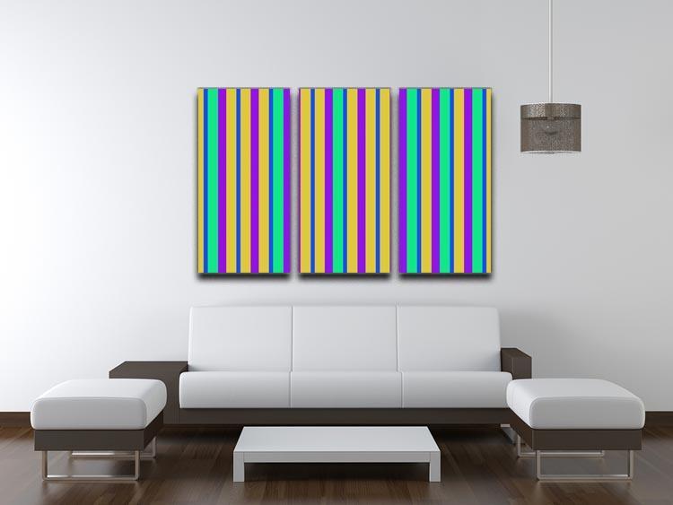 Funky Stripes Multi 2 3 Split Panel Canvas Print - Canvas Art Rocks - 3