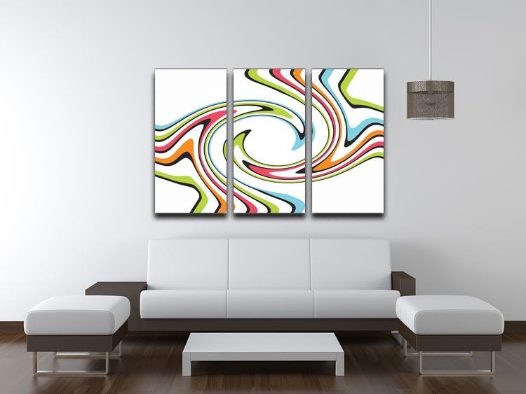 Funky Twirl 3 Split Panel Canvas Print - Canvas Art Rocks - 3