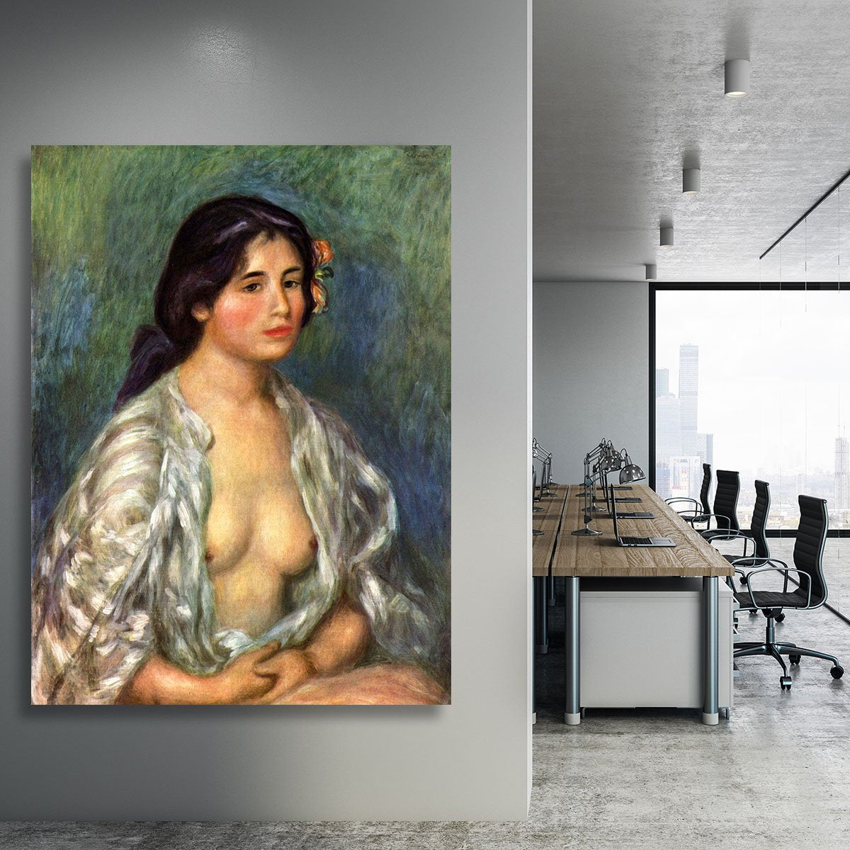 Gabrielle with open blouse by Renoir Canvas Print or Poster