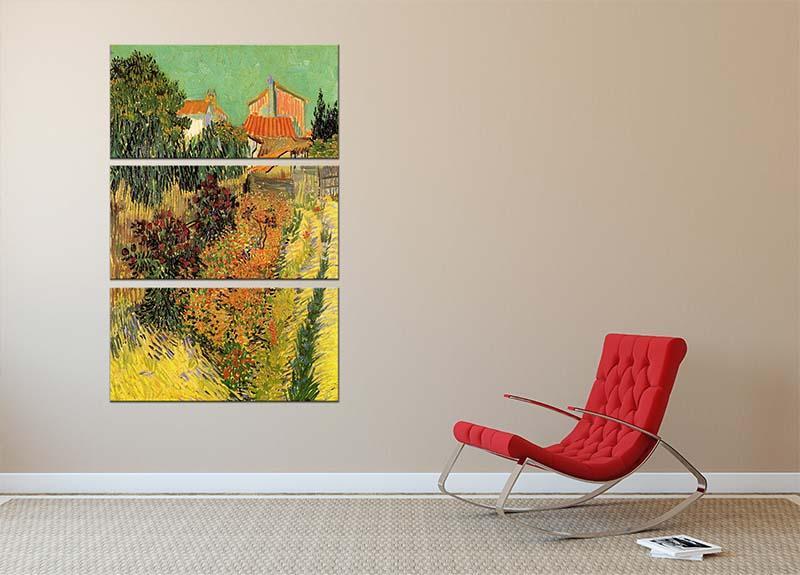 Garden Behind a House by Van Gogh 3 Split Panel Canvas Print - Canvas Art Rocks - 2