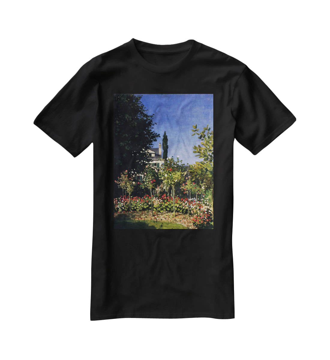 Garden In Flower At Sainte Adresse by Monet T-Shirt - Canvas Art Rocks - 1