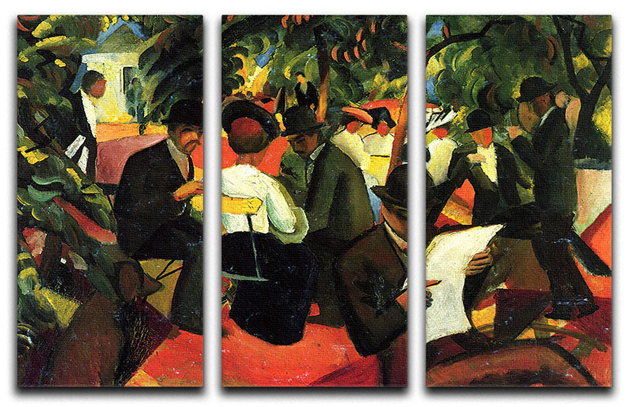 Garden Restaurant by Macke 3 Split Panel Canvas Print - Canvas Art Rocks - 1